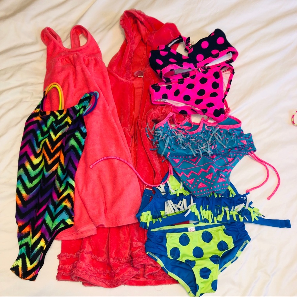 Lot of girls gently used bathing suits & cover ups